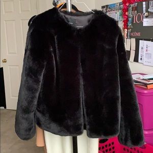 Black faux fur , waist length jacket